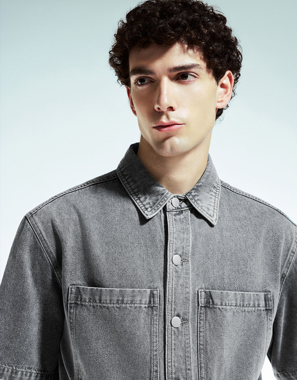 Button Up Loose Denim Shirt