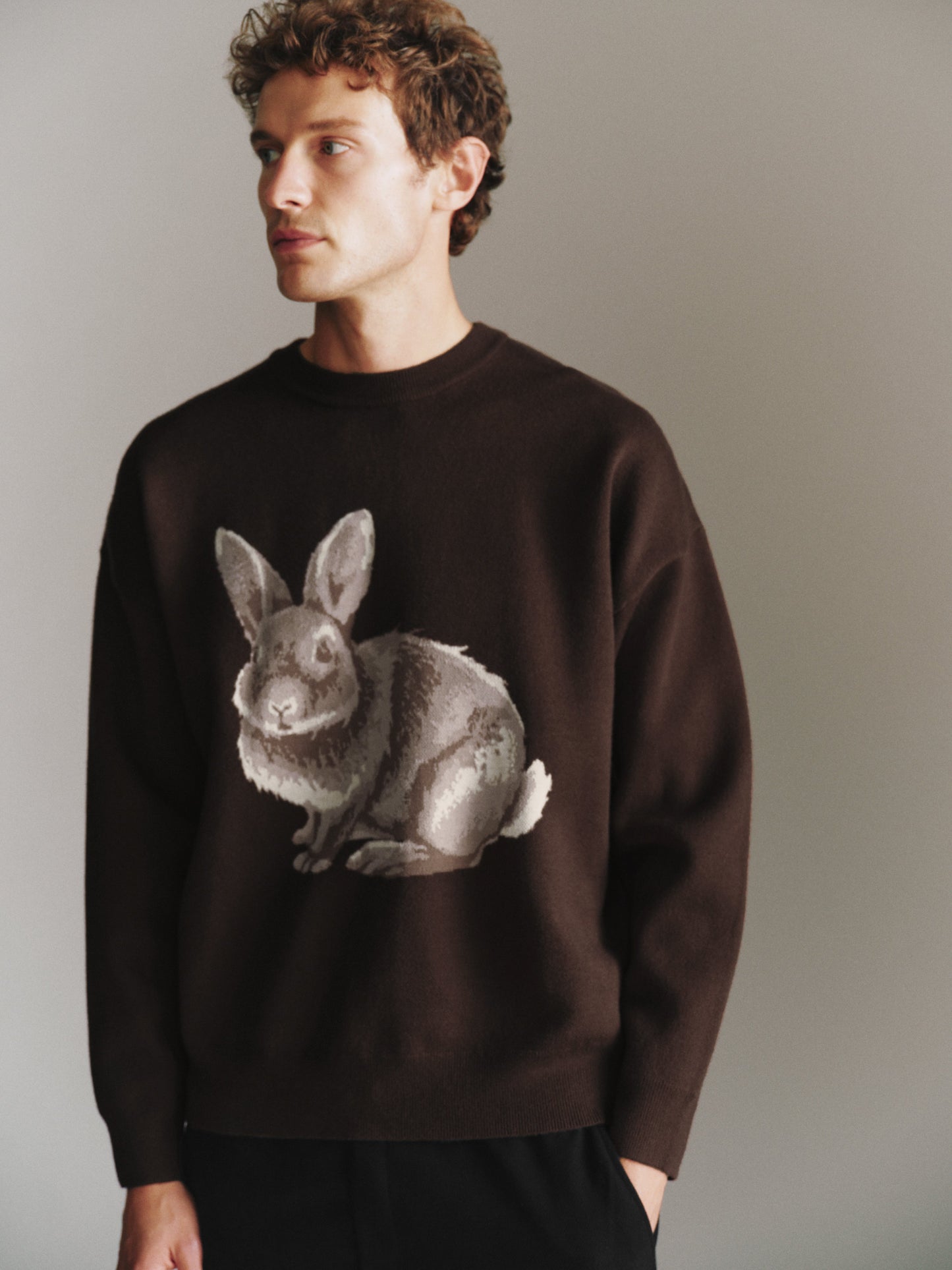 Deer Embroidered Knitted T-Shirt