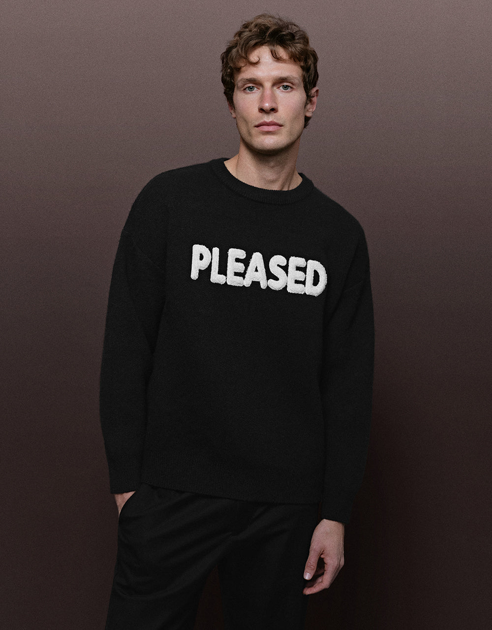 Letter Printed Crew Neck Knitted T-Shirt