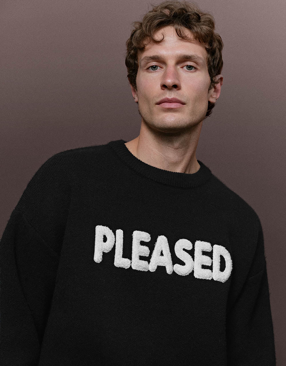 Letter Printed Crew Neck Knitted T-Shirt