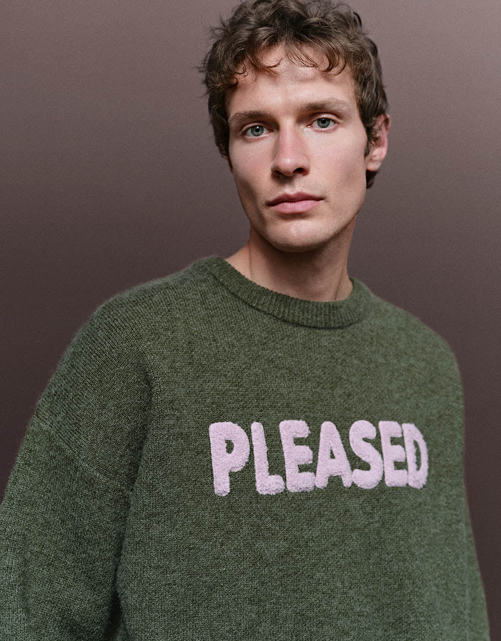 Letter Printed Crew Neck Knitted T-Shirt