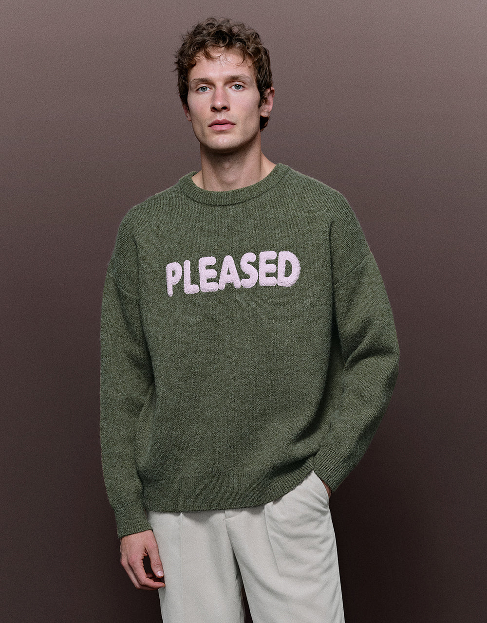 Letter Printed Crew Neck Knitted T-Shirt