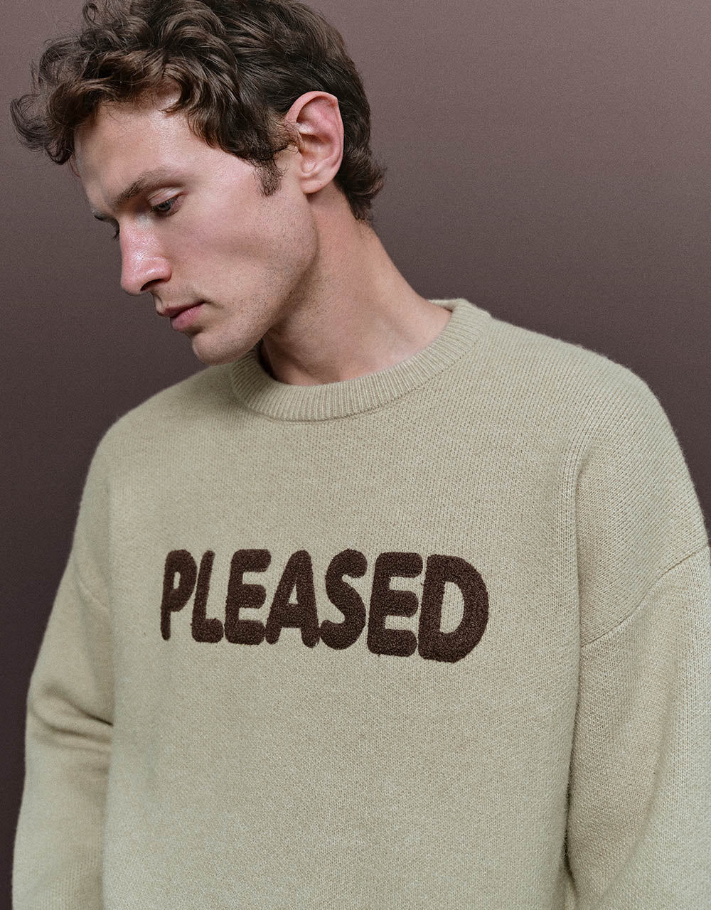 Letter Printed Crew Neck Knitted T-Shirt