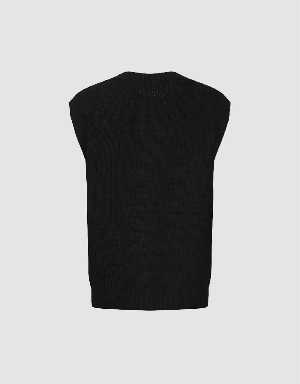 Embossed Crew Neck Knitted Vest