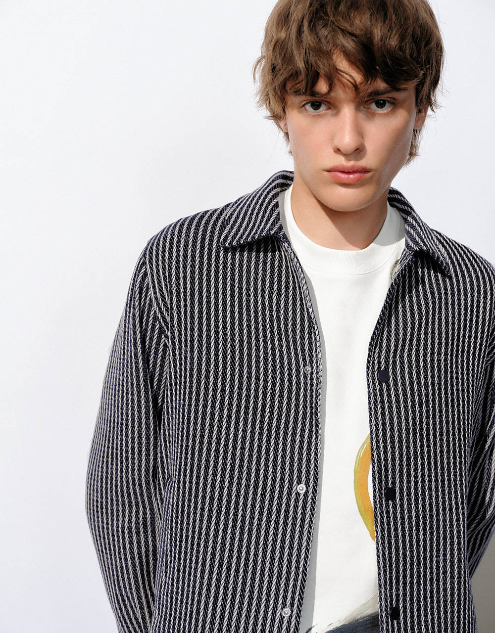 Press Button Striped Jacket