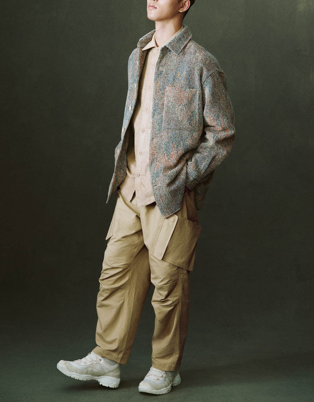 Textured Button Up Straight Jacket