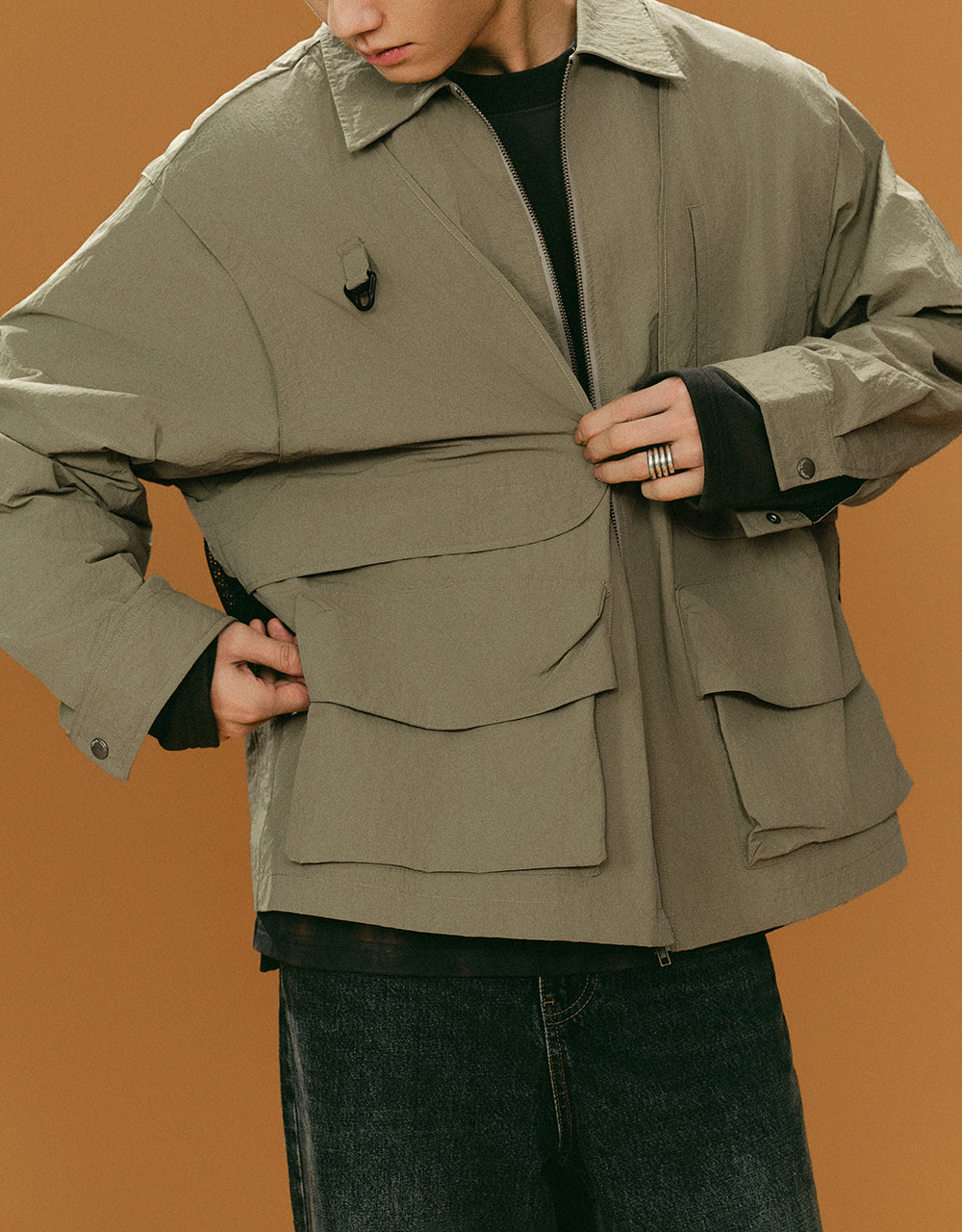 Zipper Front Straight Jacket