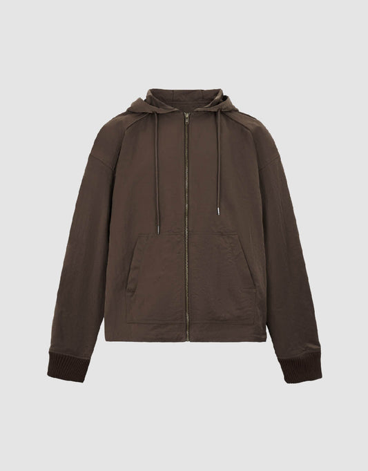 Zipper Front Hooded Jacket