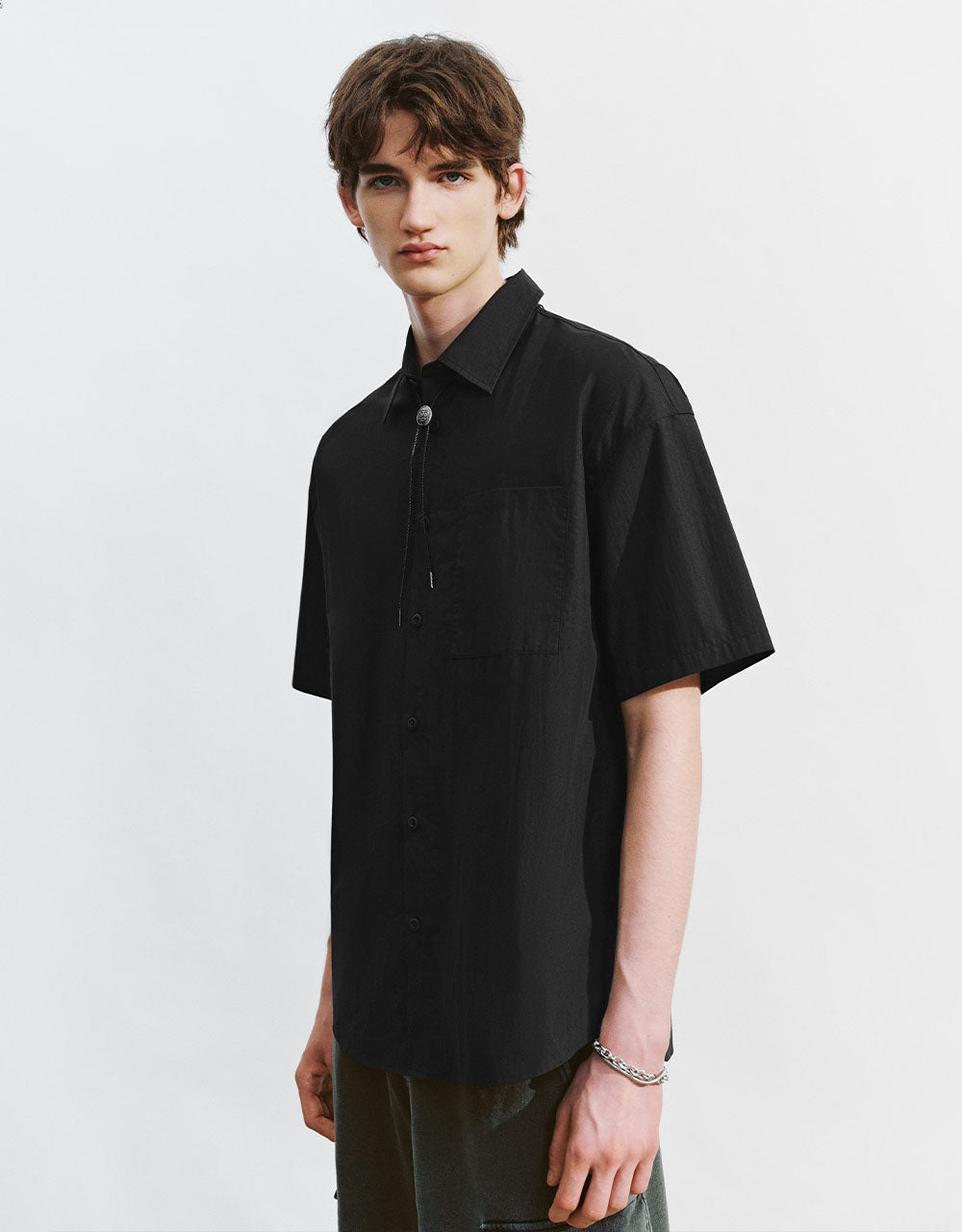 Button Up Straight Loose Shirt