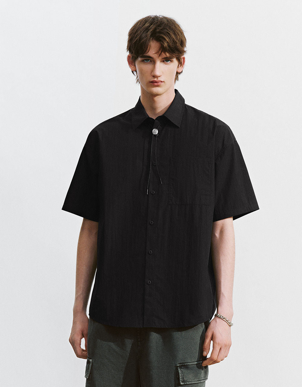 Button Up Straight Loose Shirt