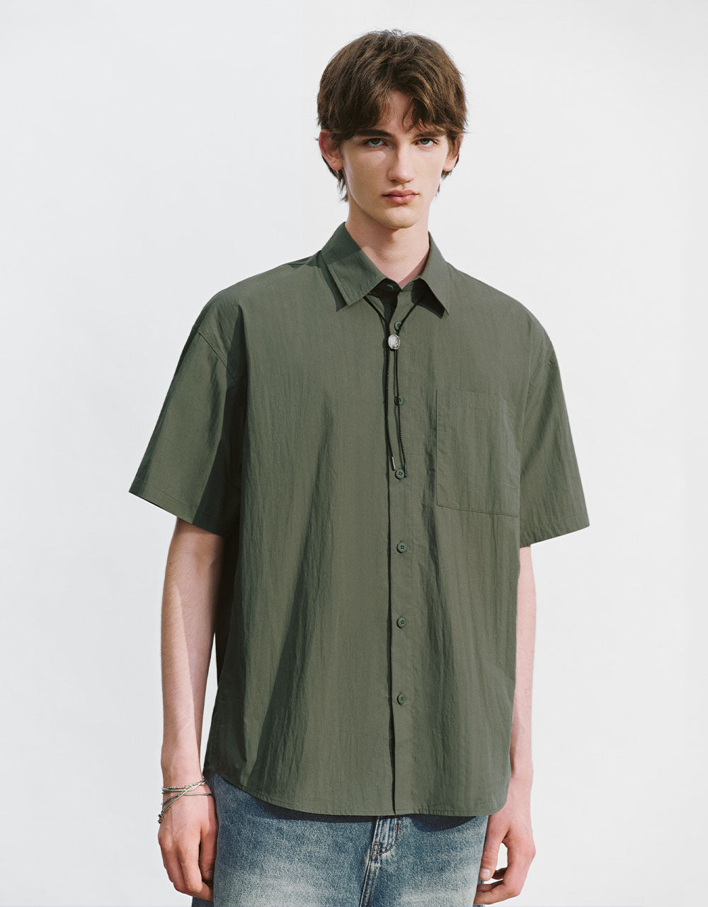 Button Up Straight Loose Shirt