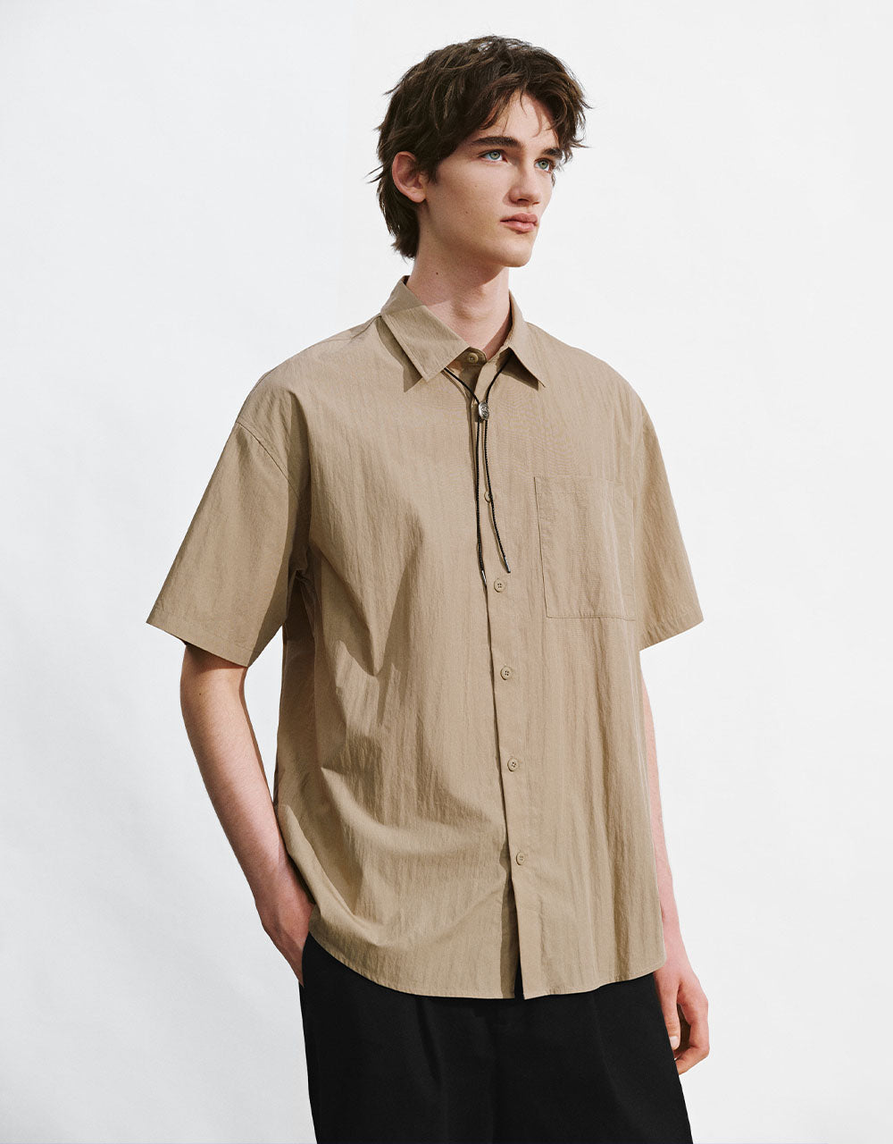 Button Up Straight Loose Shirt