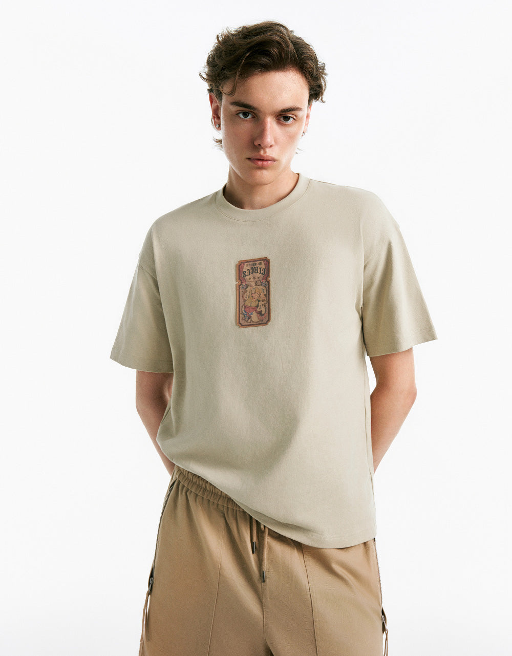 Drop Shoulder Sleeve Crew Neck T-Shirt