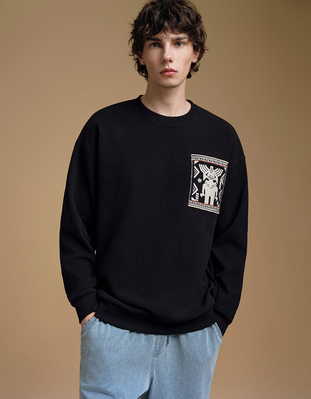 Drop Shoulder Sleeve Crew Neck Sweatshirt