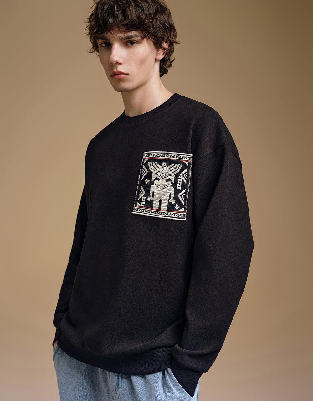 Drop Shoulder Sleeve Crew Neck Sweatshirt