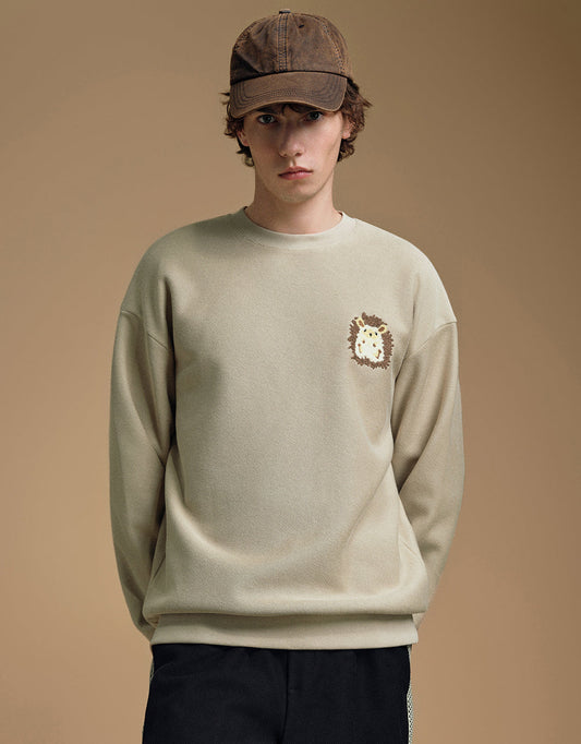 Hedgehog Embroidered Crew Neck Sweatshirt