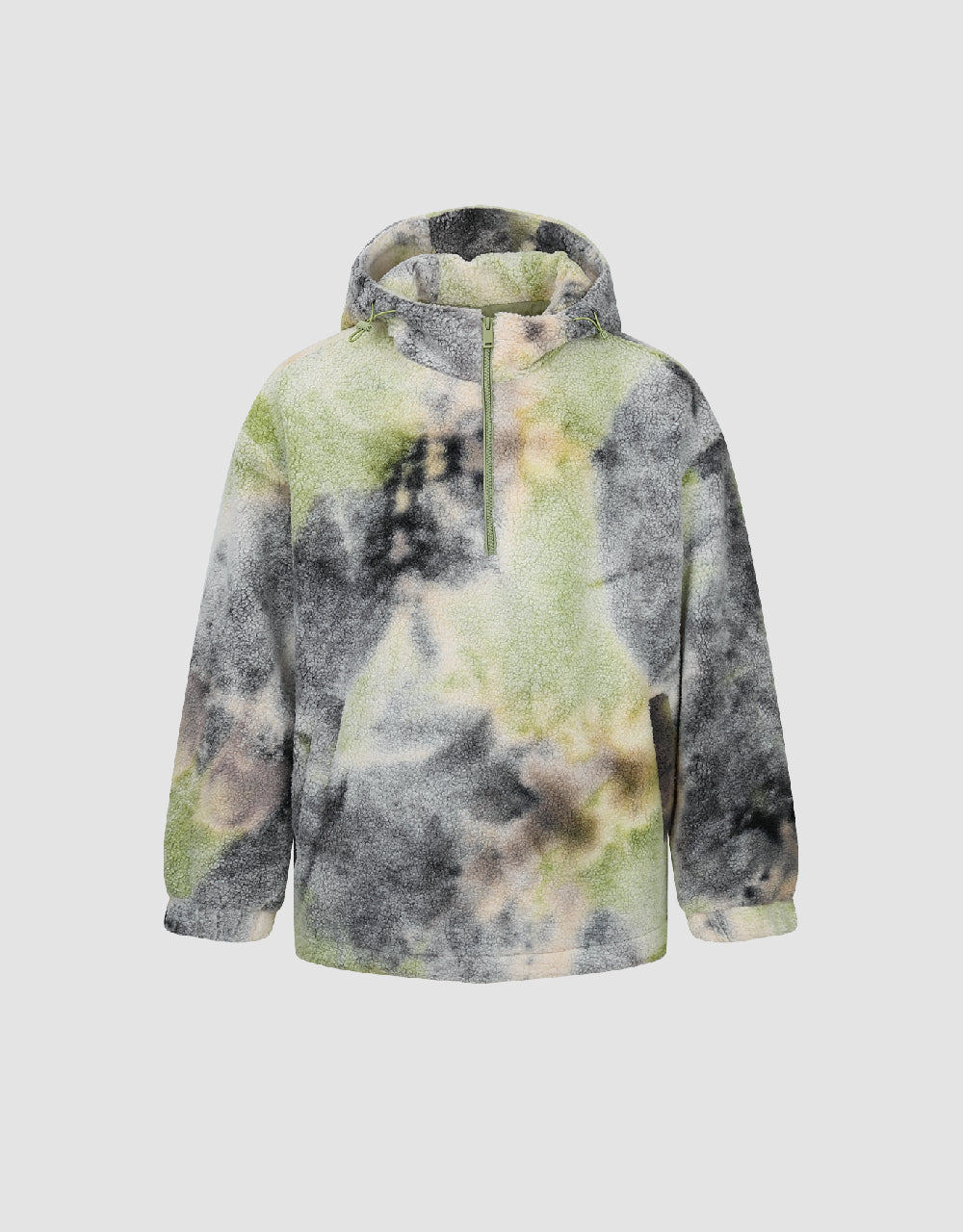 Zip Half Placket Furry Hooded Sweatshirt