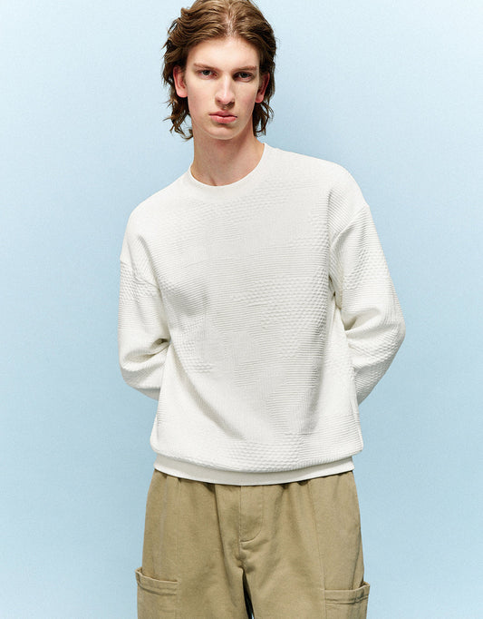 Textured Crew Neck Sweatshirt