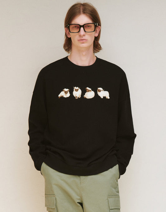 Animals Printed Crew Neck Sweatshirt