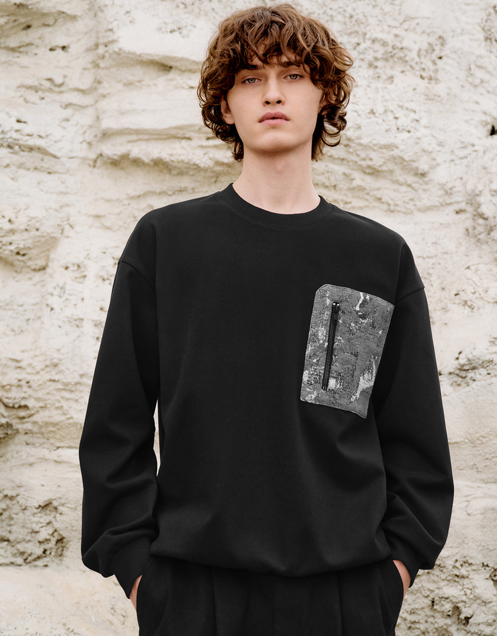 Crew Neck Sweatshirt With Zipped Pocket