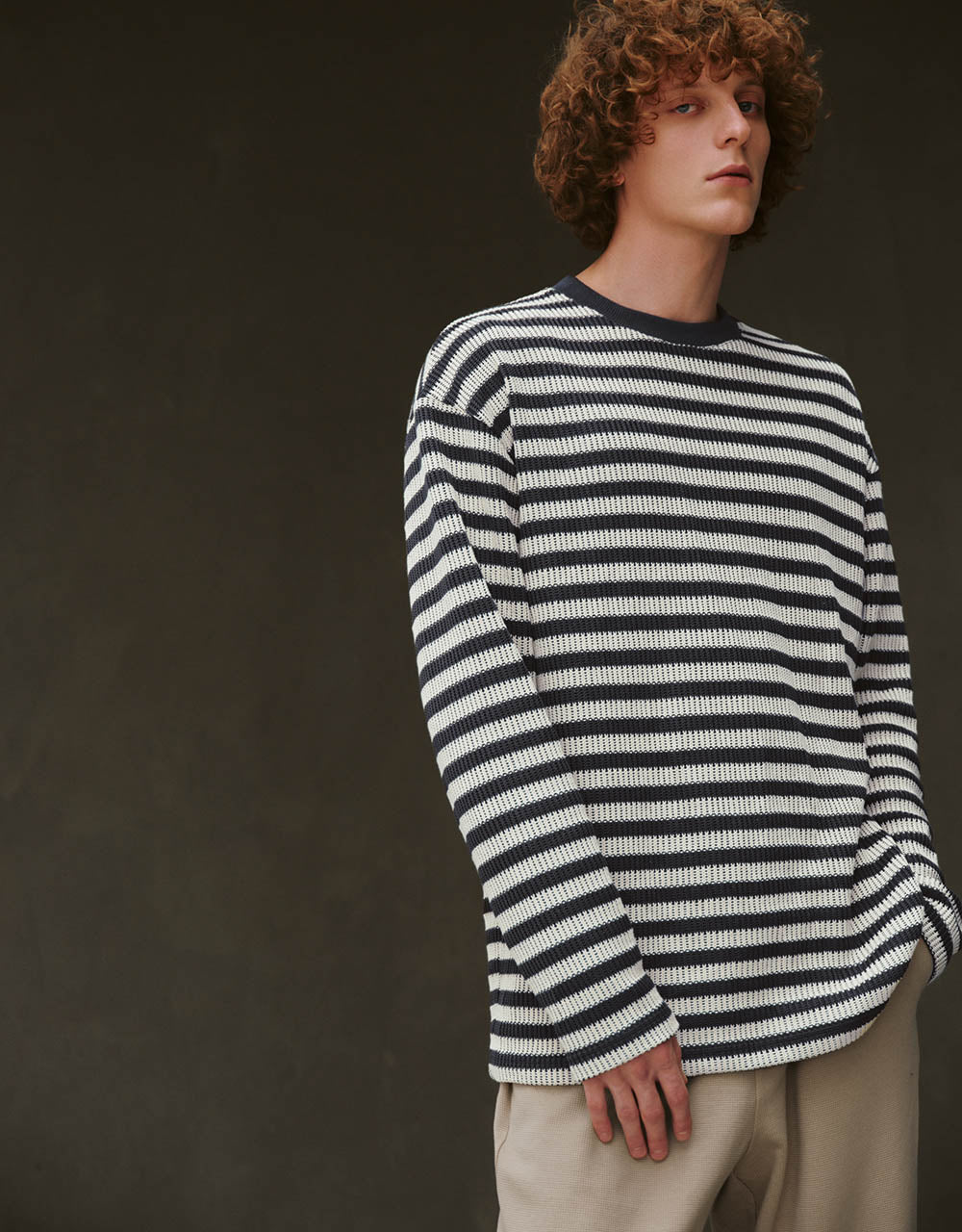 Striped Sleeve Crew Neck T-Shirt