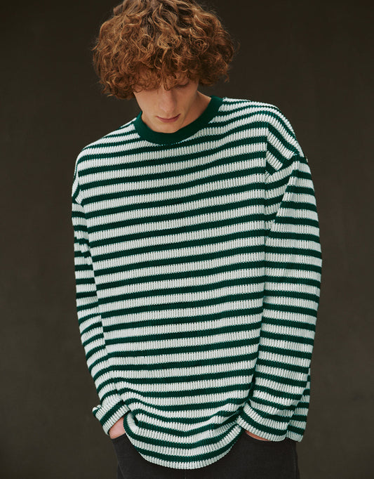 Striped Sleeve Crew Neck T-Shirt