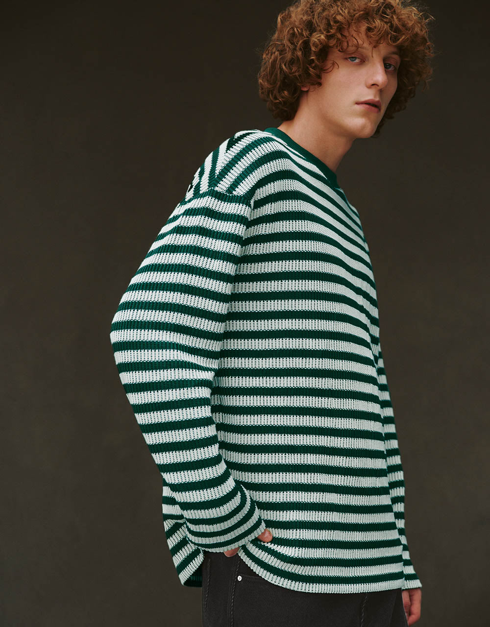 Striped Sleeve Crew Neck T-Shirt