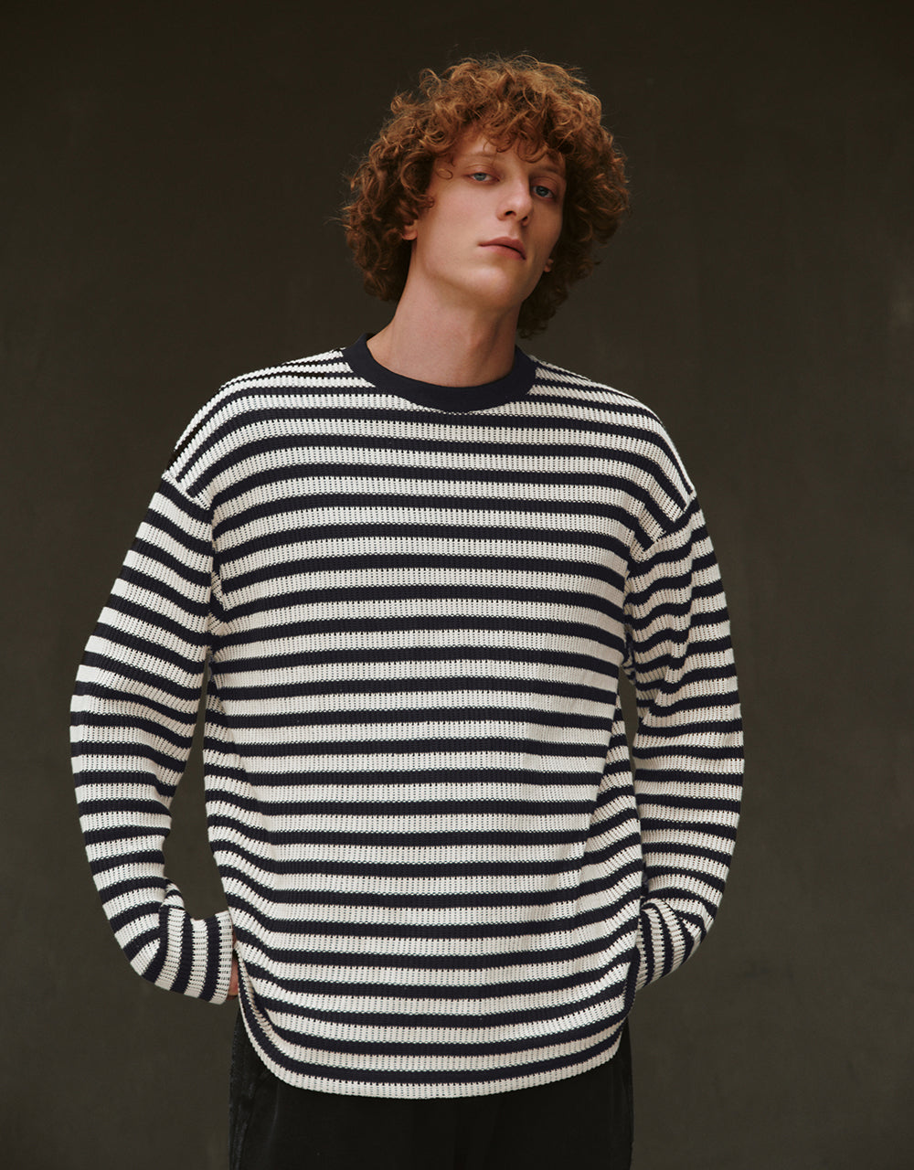 Striped Sleeve Crew Neck T-Shirt