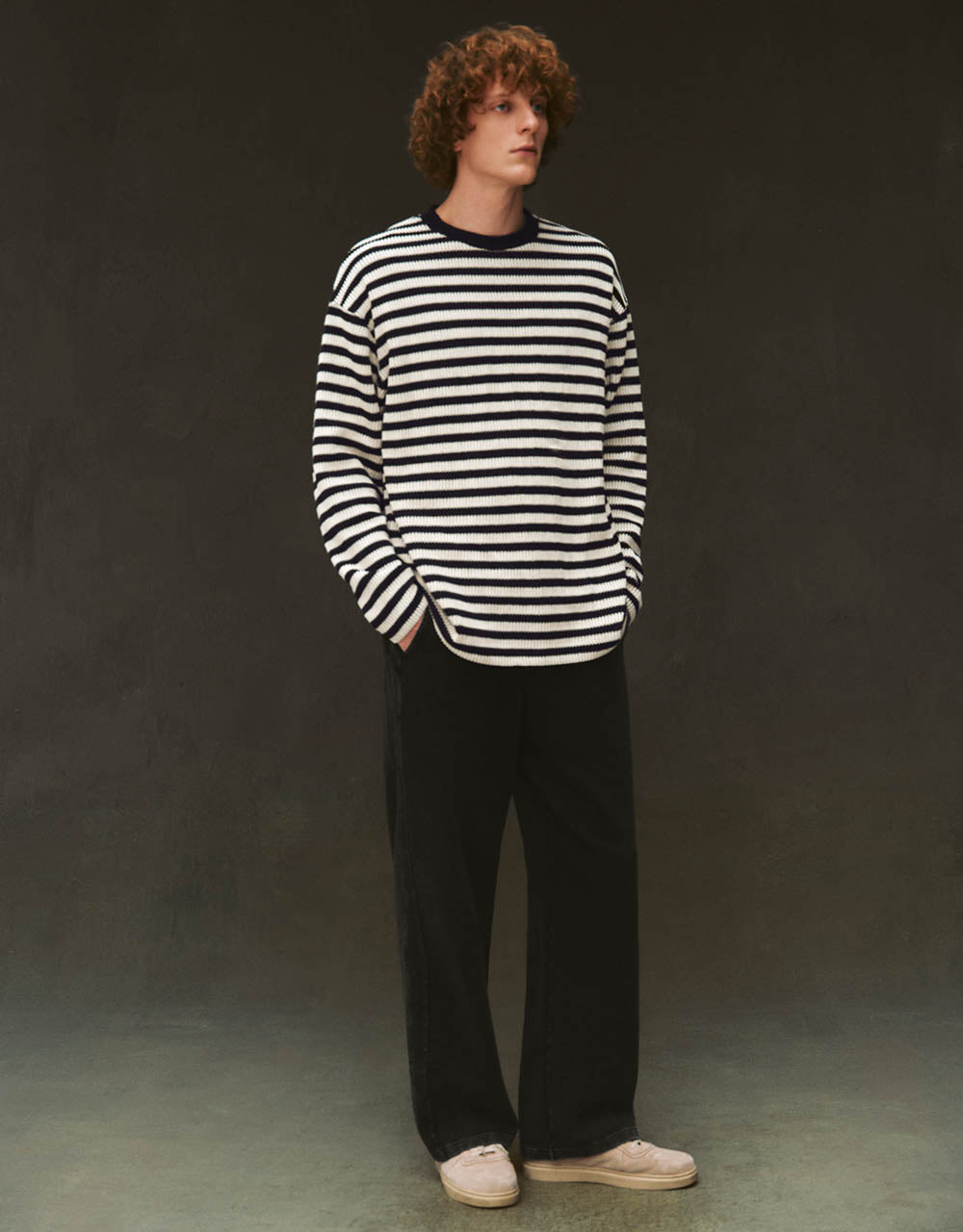 Striped Sleeve Crew Neck T-Shirt