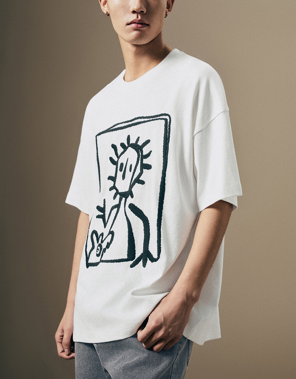 Printed Crew Neck Straight T-Shirt