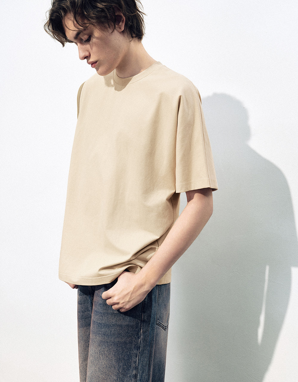 Drop Shoulder Sleeve Crew Neck T-Shirt