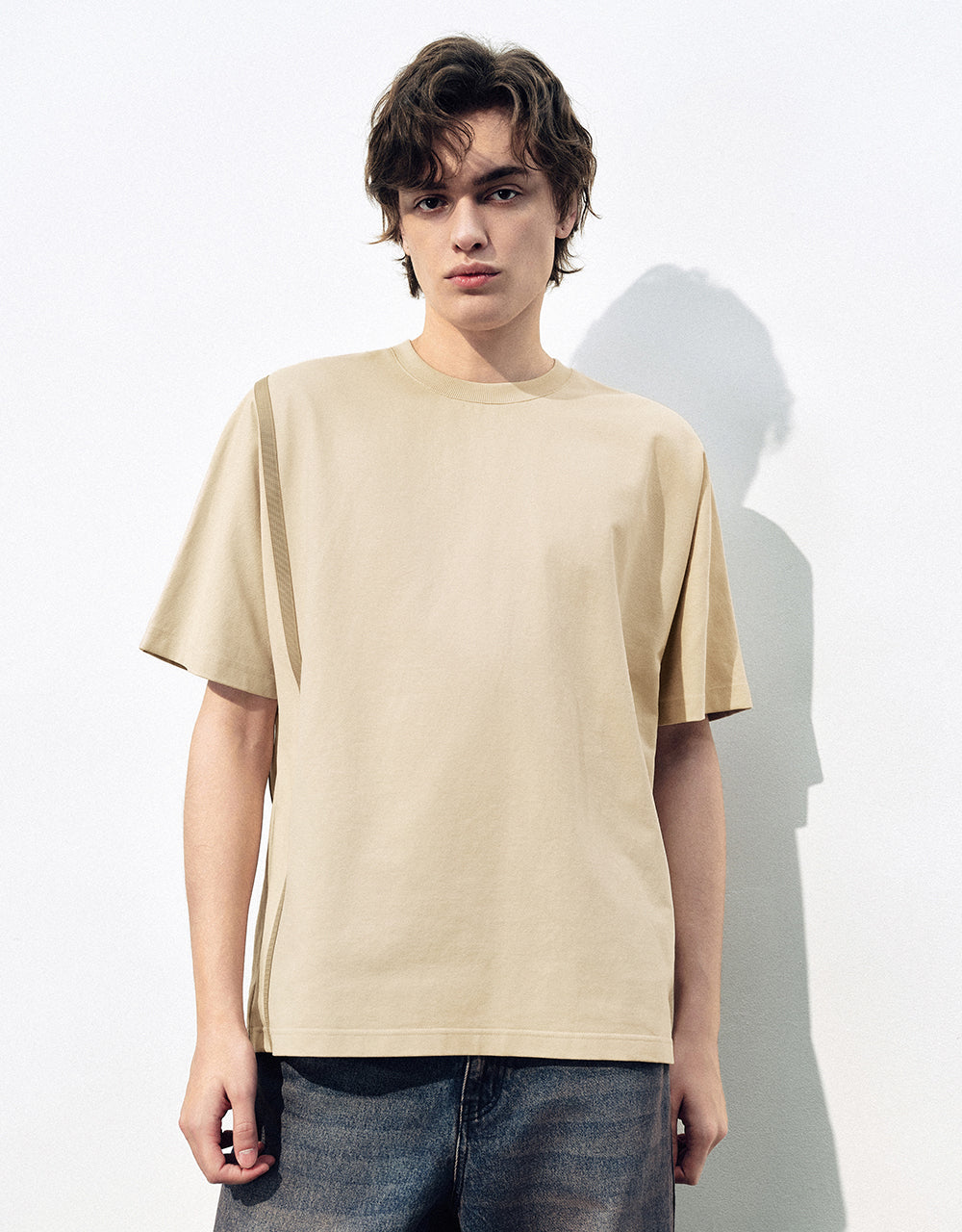 Drop Shoulder Sleeve Crew Neck T-Shirt