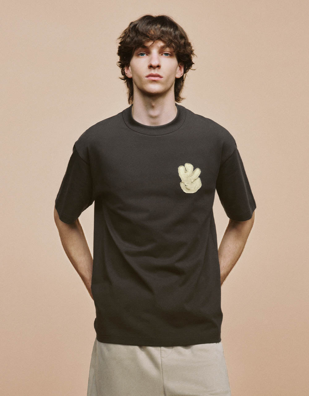 Embossed Crew Neck Loose T-Shirt