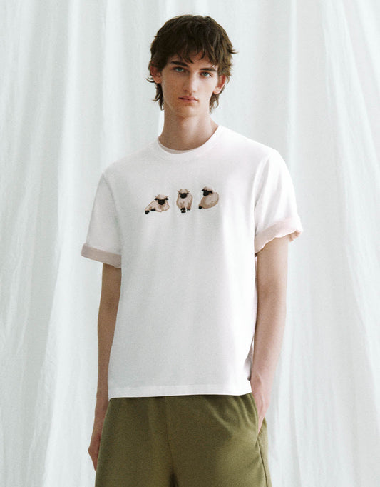 Animals Embossed Crew Neck T-Shirt