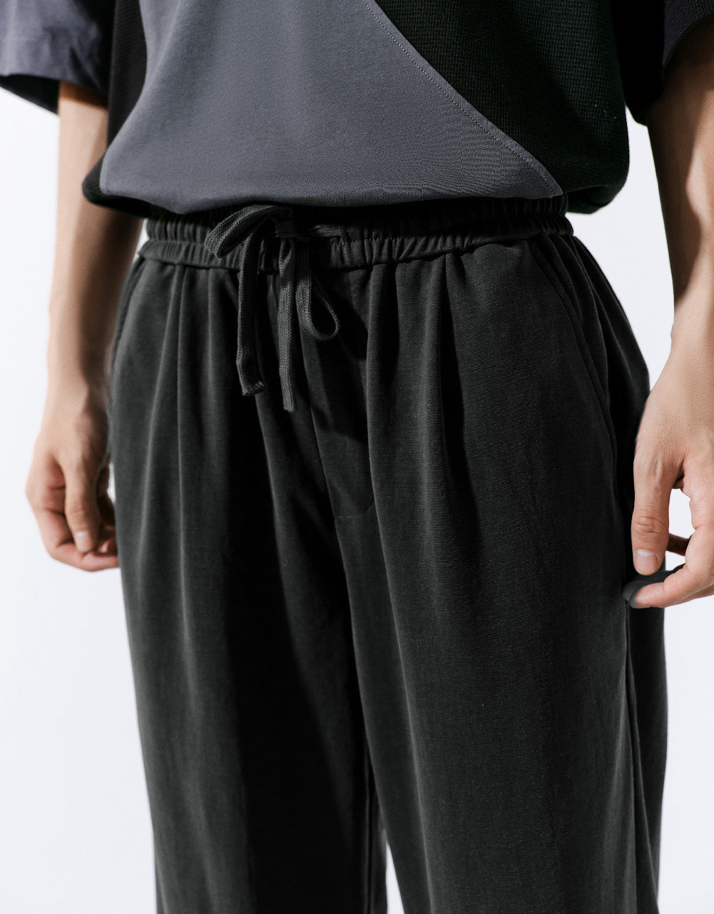 Drawstring Waist Knitted Straight Pants