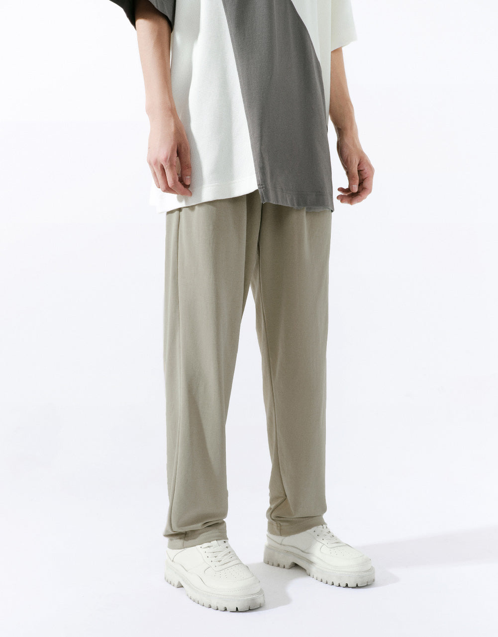 Drawstring Waist Knitted Straight Pants