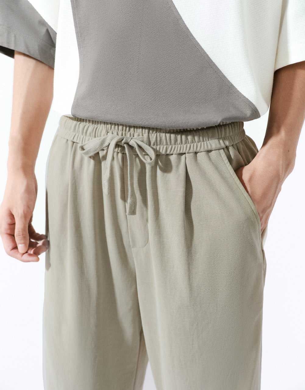 Drawstring Waist Knitted Straight Pants