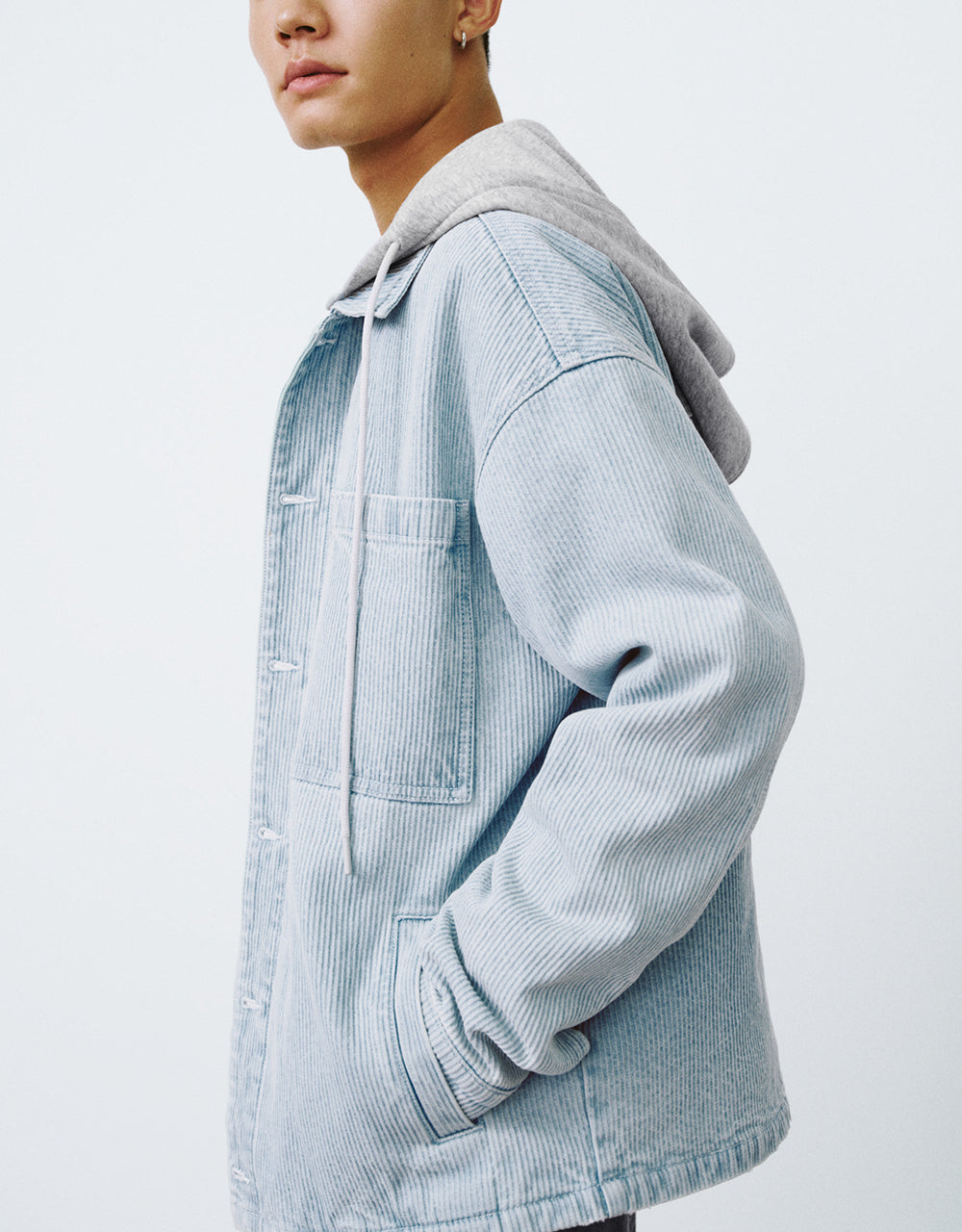 Button Up Hooded Denim Jacket