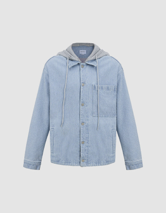 Button Up Hooded Denim Jacket