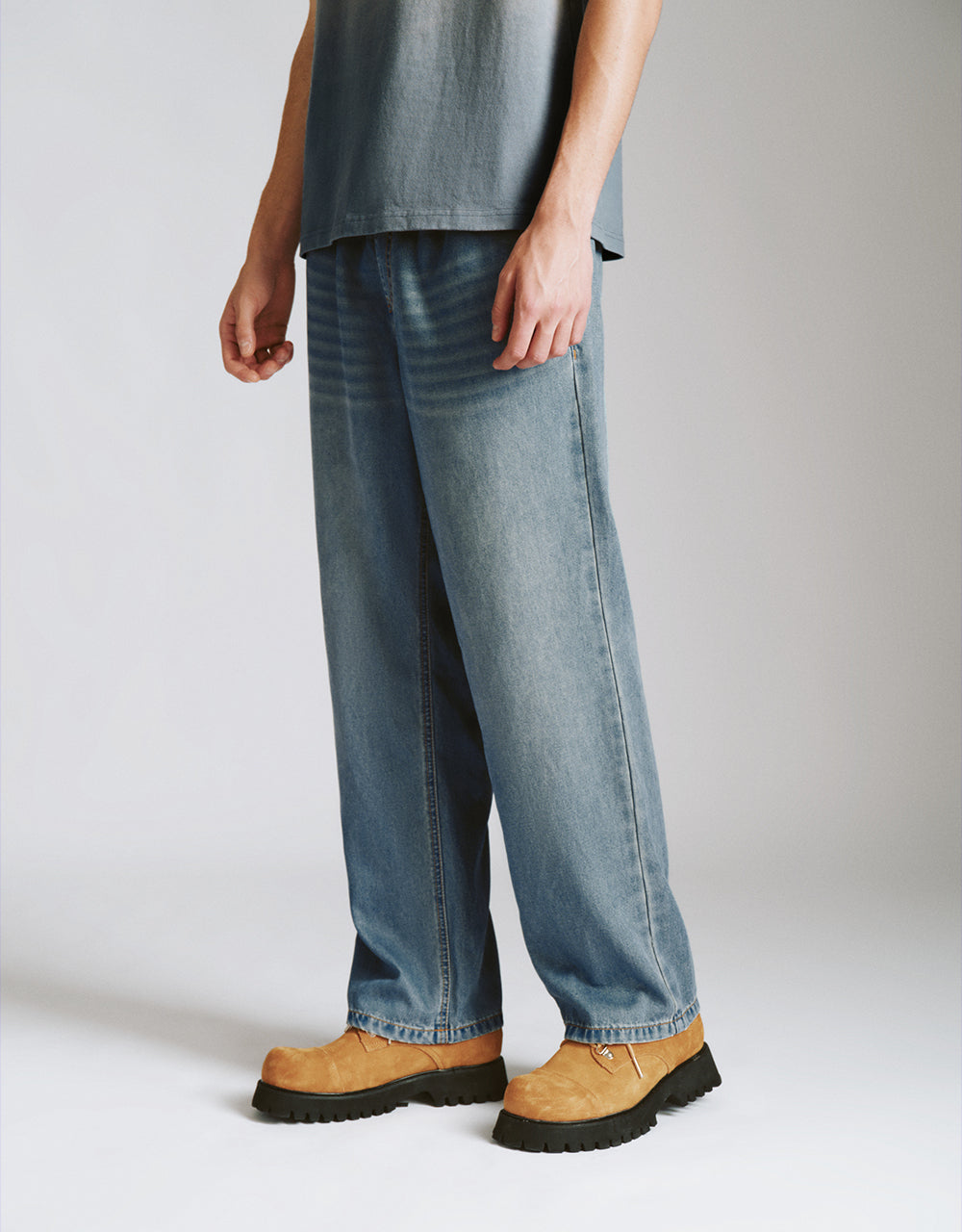 Drawstring Waist Straight Jeans