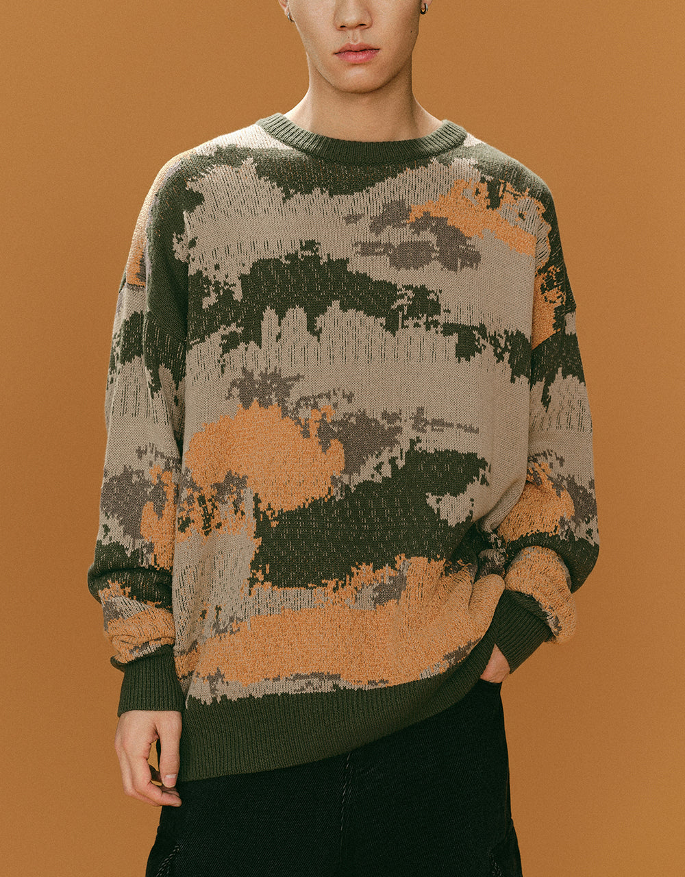 Printed Crew Neck Knitted T-Shirt