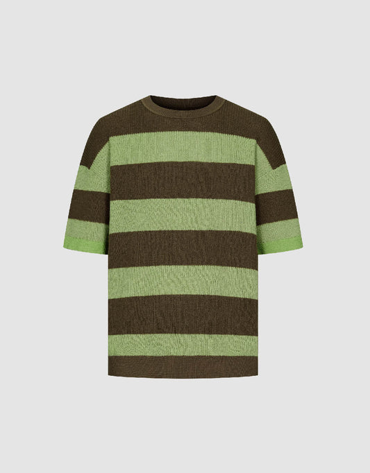 Striped Crew Neck Knitted T-Shirt