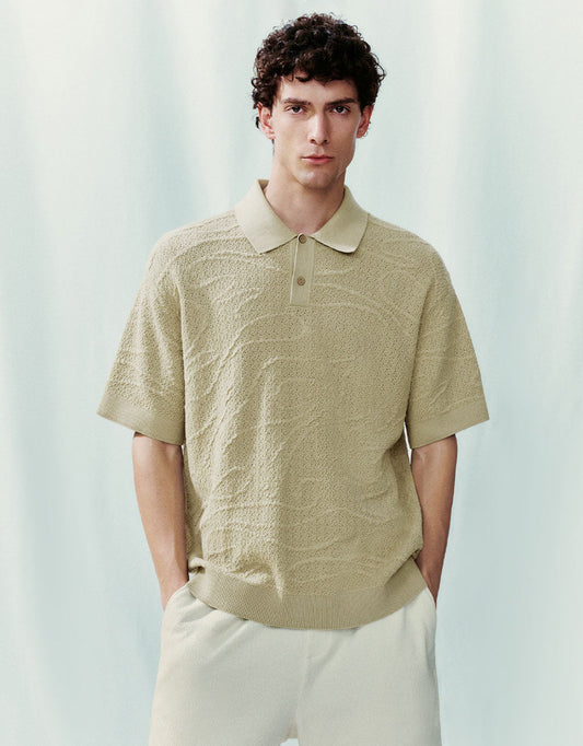 Button Half Placket Knitted T-Shirt