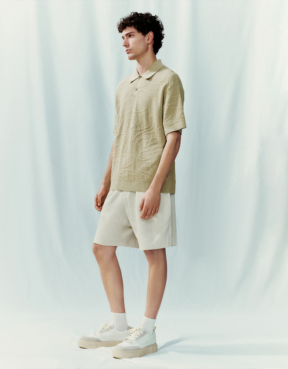 Button Half Placket Knitted T-Shirt