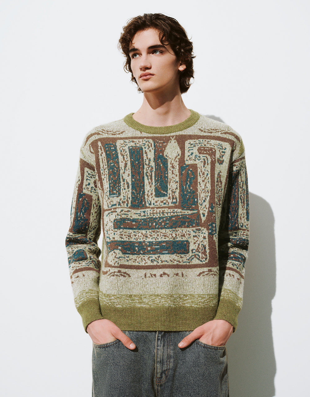 Printed Crew Neck Knitted T-Shirt