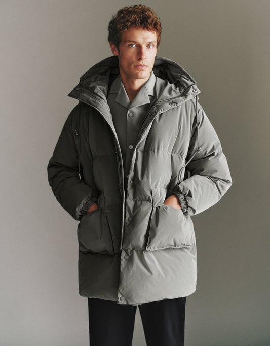 Hooded A-Line Down Jacket