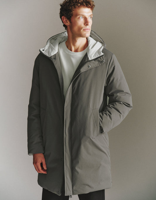 Drop Shoulder Sleeve Hooded Down Jacket