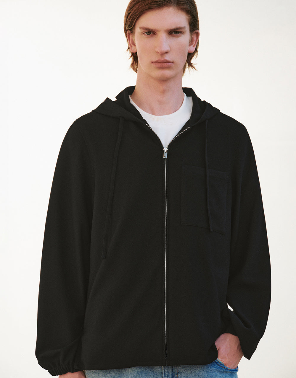 Zipper Front Hooded Jacket