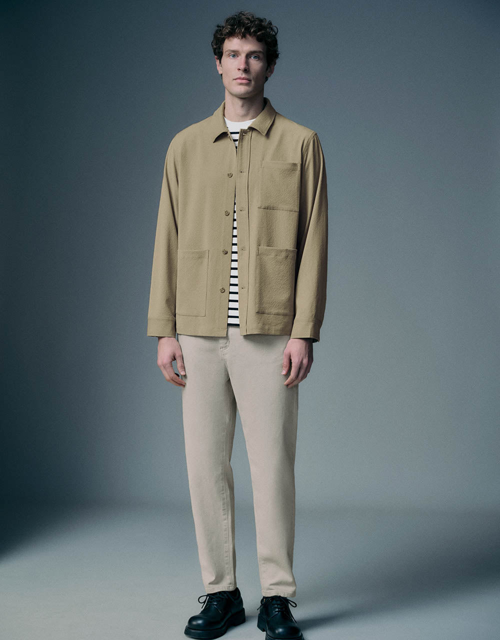 Textured Button Up Straight Jacket