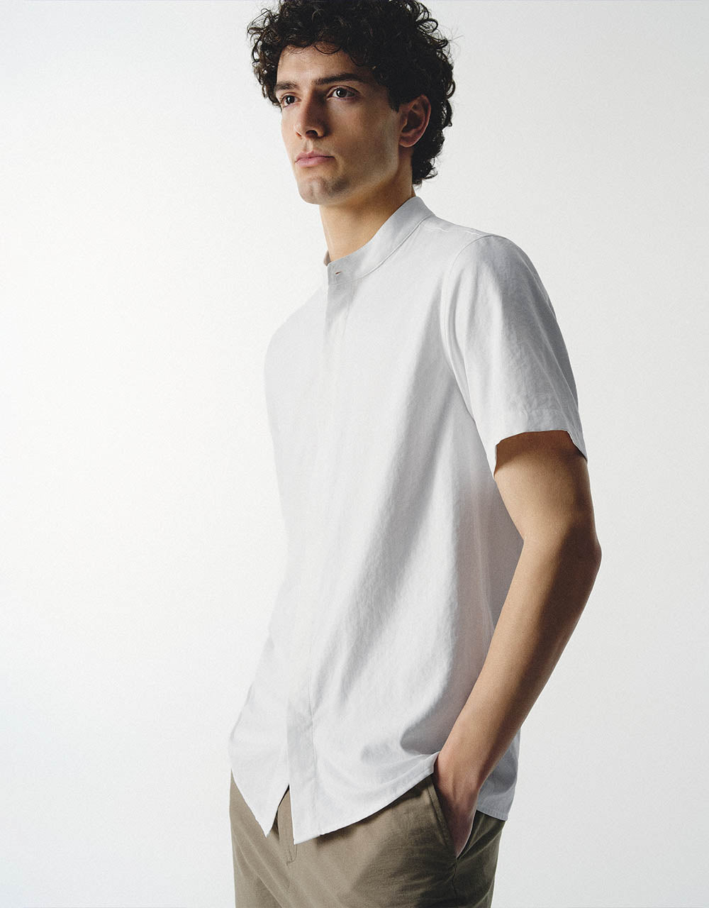 Crew Neck Straight Shirt